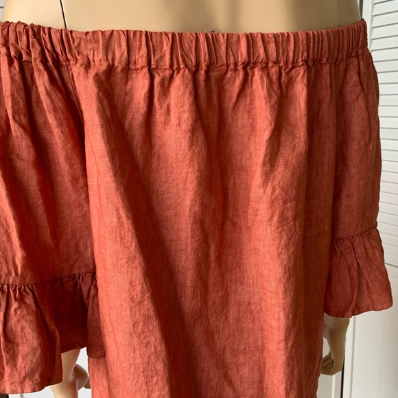 Il vento & la seta Linen off shoulder Salmon top - Picture 2 of 4